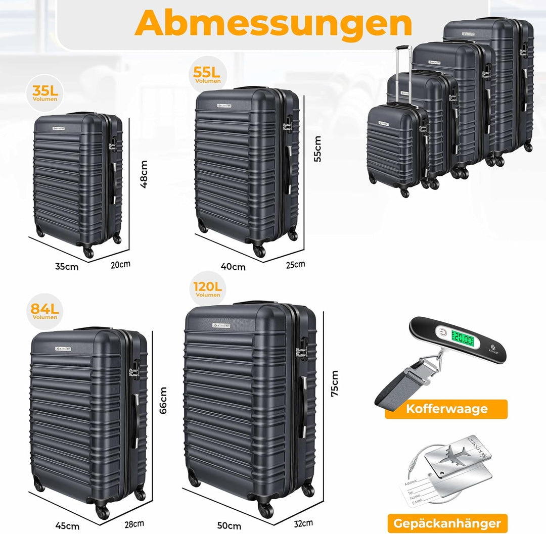 KESSER® 4tlg. Hartschalenkofferset Hard Shell Basic Hartschalenkoffer Trolley Koffer Reisekoffer Rei