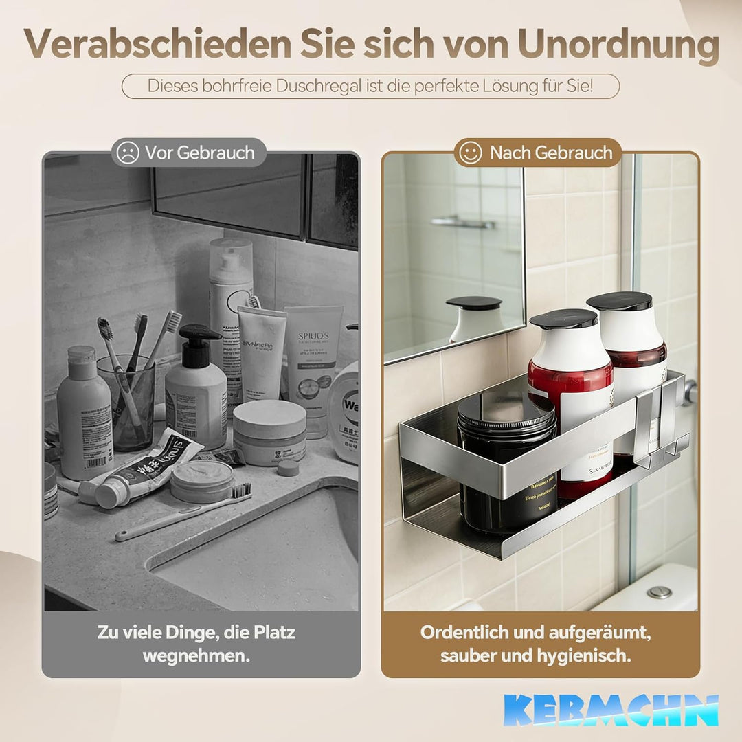Duschablage ohne Bohren 23 * 9 * 7.5CM- Selbstklebender Duschkorb, Rostfreies Badezimmerregal, platz