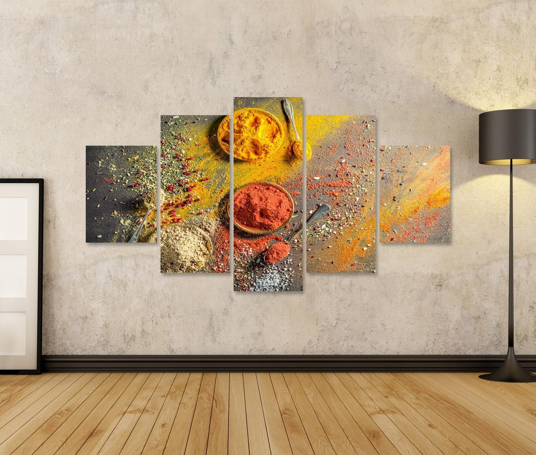 islandburner Bild auf Leinwand Vivid Gewürze Und Kräuter Auf Altem Tisch Bilder Wandbilder Poster Le