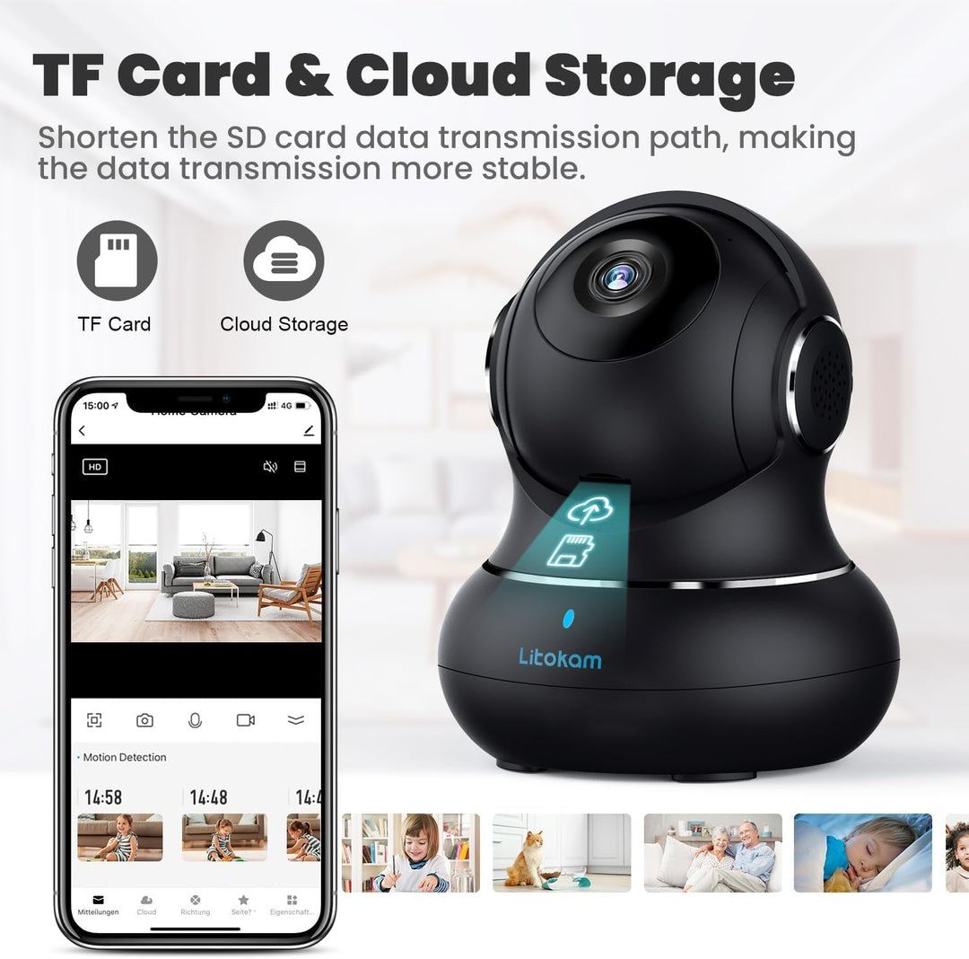 Little elf Überwachungskamera, [2022 Neu] Babyphone mit Kamera mit Bewegungserkennung, Nachtsicht, Z