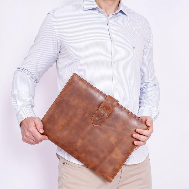 ALMADIH Leder A4 Konferenzmappe mit herausnehmbarem Ringbuch Briefblock aus Premium Rindsleder BD -
