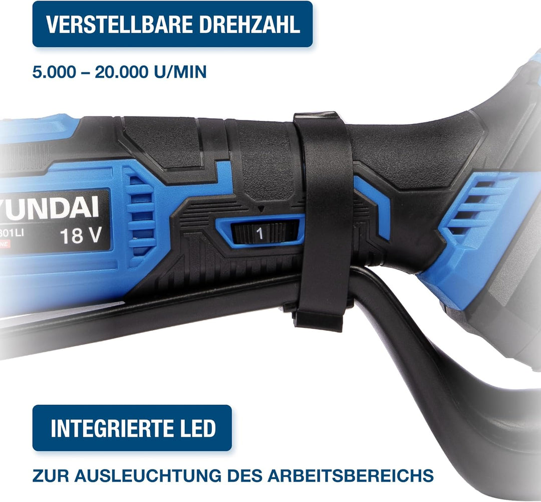 HYUNDAI Akku Multifunktionswerkzeug CMT1801LI, Multitool, Oszillationssäge, Vibrationssäge mit div.