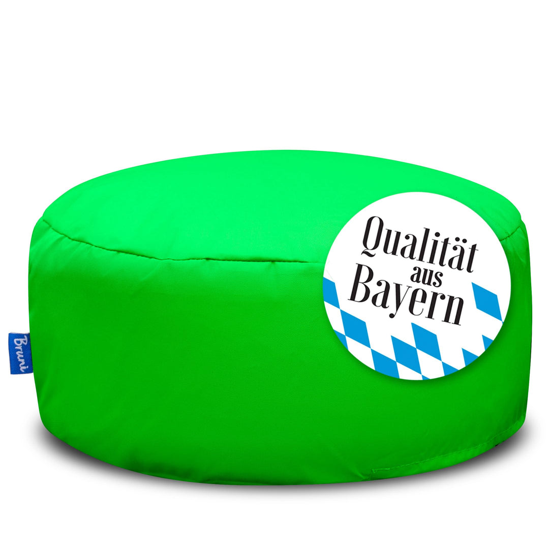 Bruni Pouf Sitzhocker M in Grün – runder Sitzpouf, Indoor und Outdoor als Fusshocker, Yoga-Sitzkisse