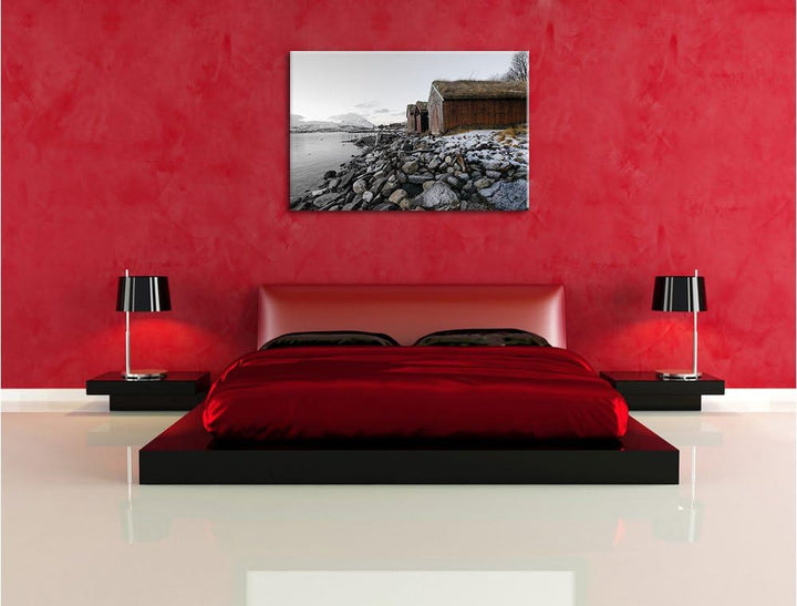 Pixxprint Küste der norwegischen See Tromso als Leinwandbild/Grösse: 100x70 / Wandbild/Kunstdruck/fe