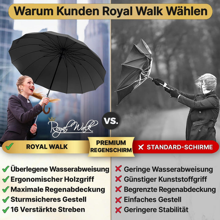 Royal Walk Regenschirm Gross Sturmfest Golf Schirm XXL Stabiler Stockschirm | Grosser Regenschirm fü