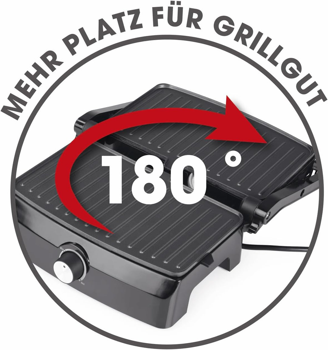 GOURMETmaxx Kontaktgrill mit Antihaftbeschichtung, 1000 Watt, stufenlos einstellbar, Cool-Touch-Grif