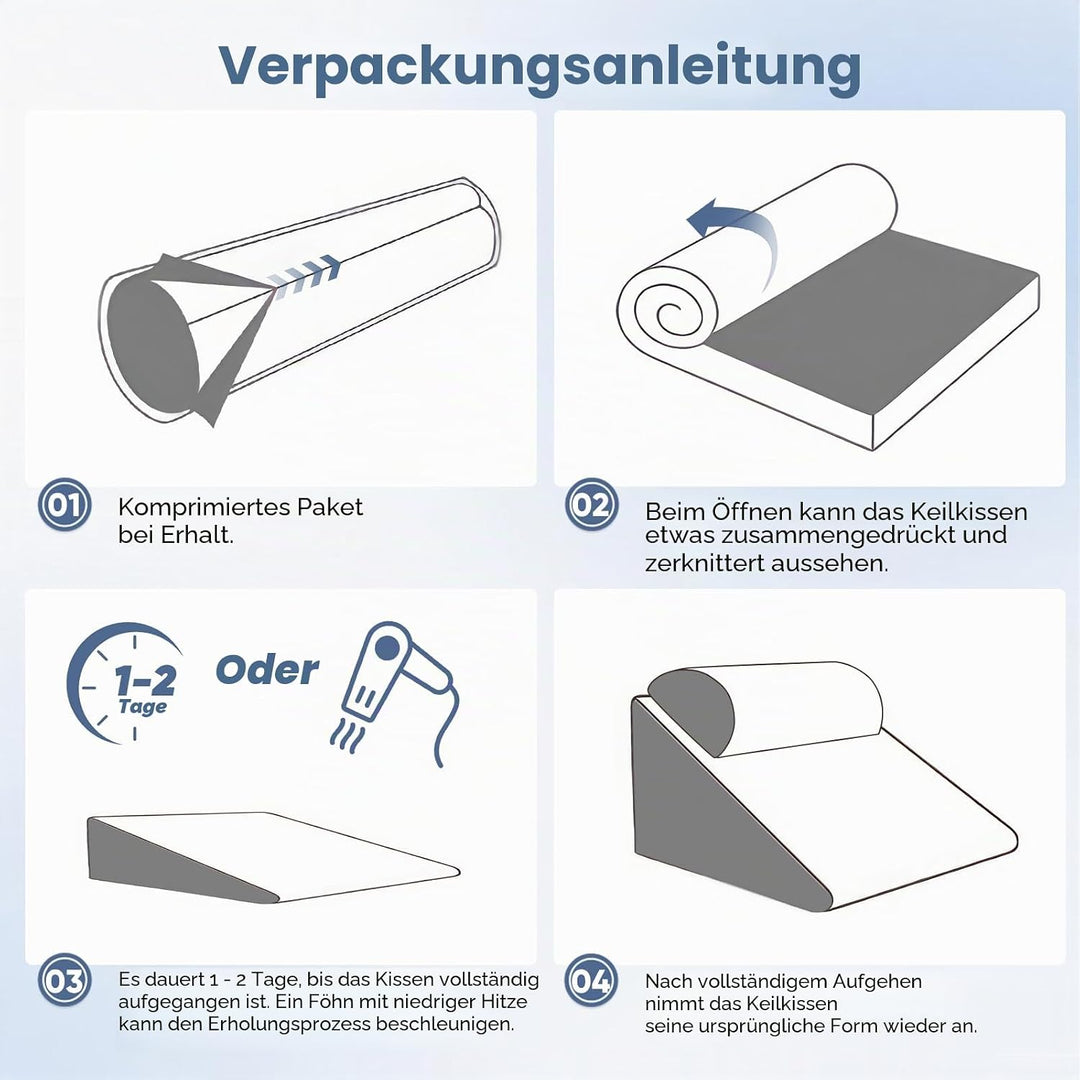 Lesekissen für Bett und Sofa, Gebogenes Keilkissen Bett mit Memory-Schaum, Ergonomisches Rückenlehne