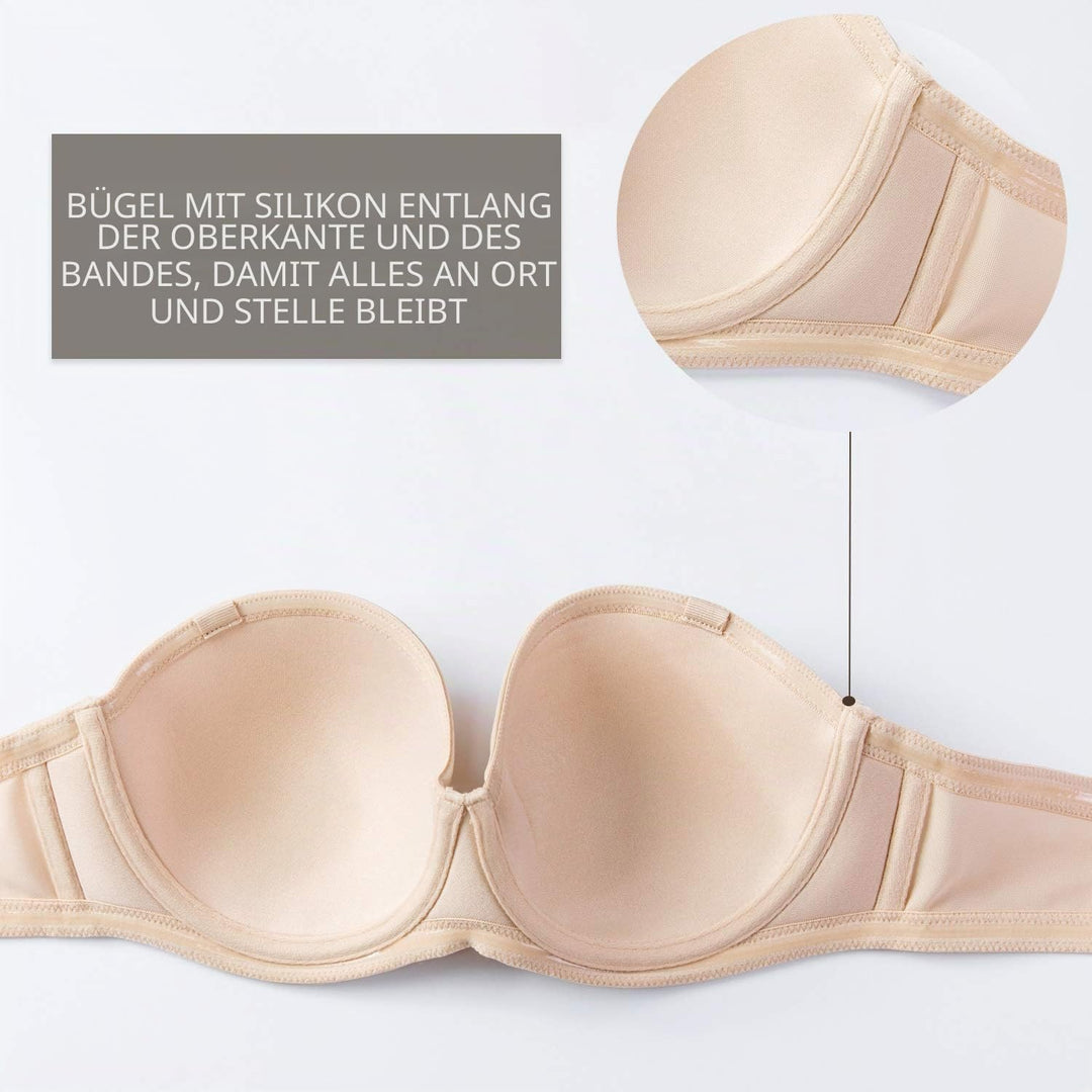 DELIMIRA Damen Trägerloser BH mit bügel Grosse Grössen Seamless Dirndl BH mit Geformte Cups 75E Beig