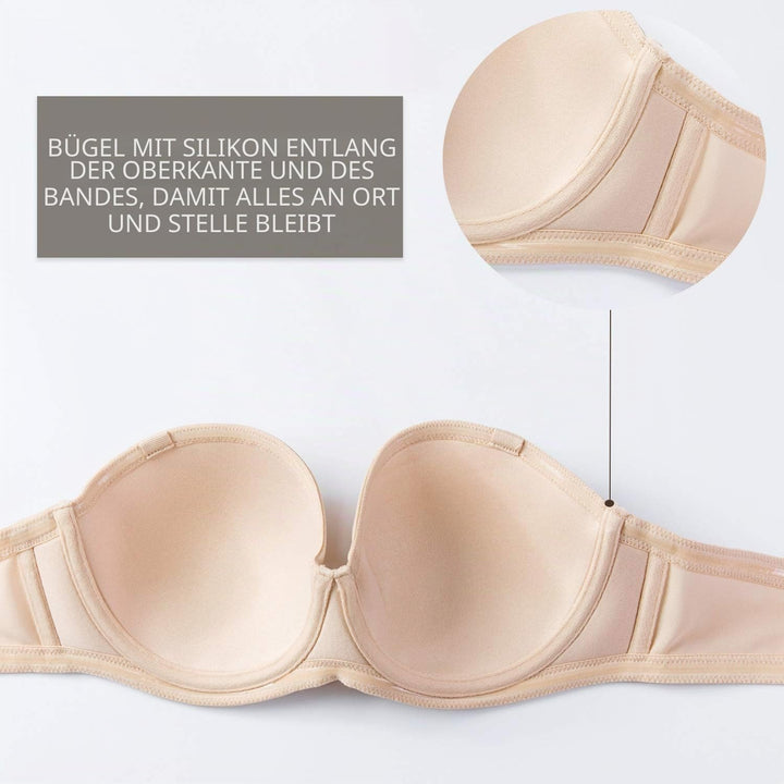 DELIMIRA Damen Trägerloser BH mit bügel Grosse Grössen Seamless Dirndl BH mit Geformte Cups 70C Beig