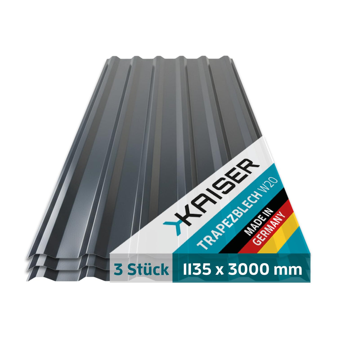 Trapezblech W20 | 0,4mm Materialstärke & 25µm Polyester-Beschichtung | Made in Germany mit Zulassung