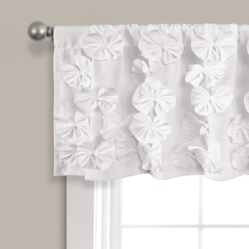 Lush Decor Riley Fenstervorhang, 1 Stück, Polyester, Weiss/opulenter Garten, Valance Weiss/Opulenter