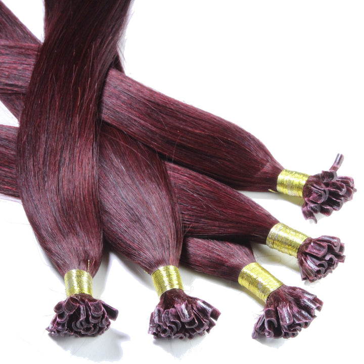 hair2heart Extensions Echthaar Bondings Glatt - 150 Strähnen 0.5g 60cm Burgundy 