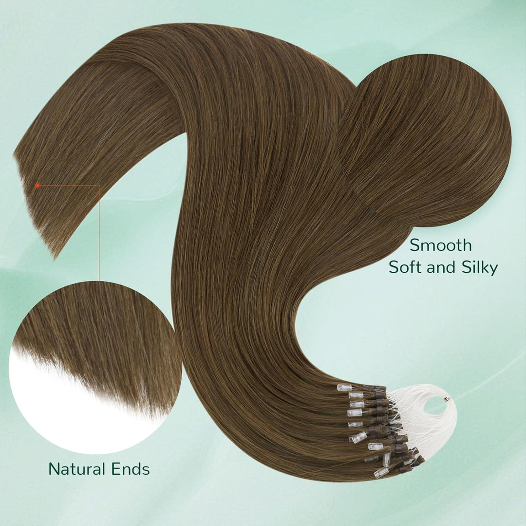 Easyouth Microring Extensions Echthaar Dunkelbraun Micro Loop Extensions Remy Menschenhaar Microring