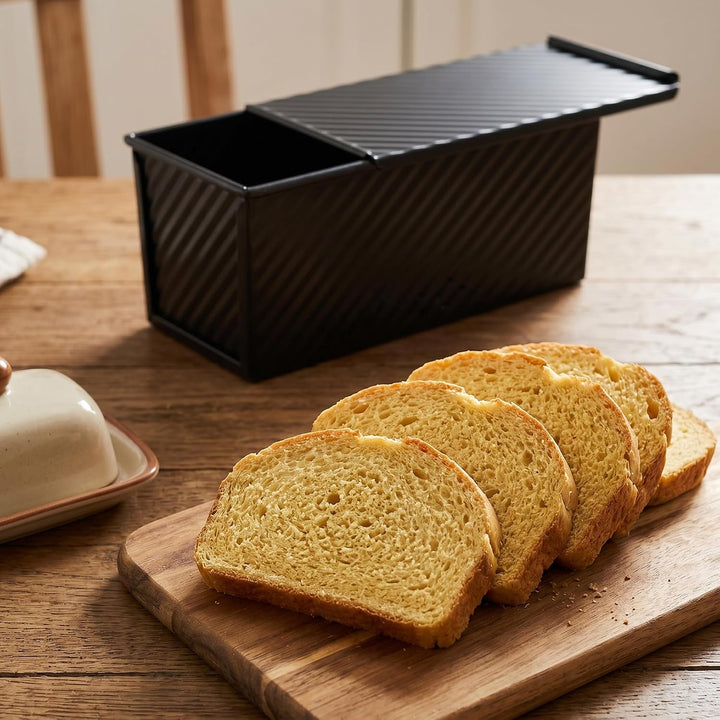 Toastbrot Backform mit Deckel 1000g & 230g, mit Silikonspatel | CHIHEUNG 2 Stück Toast Brotbackform,