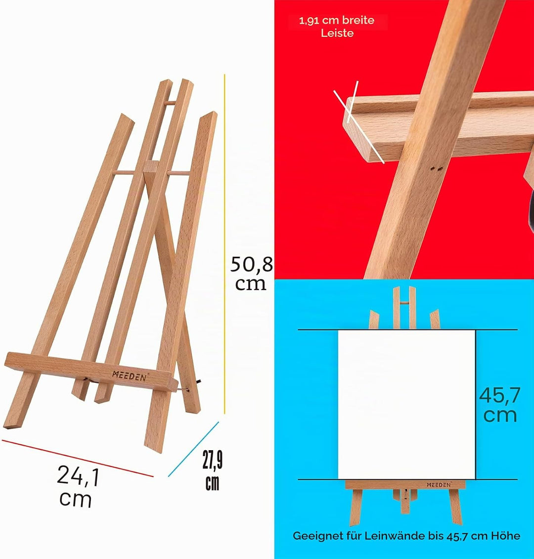 MEEDEN 6 Stück Tischstaffelei Holz, 50 cm Display Staffeleien, Kinder Staffelei Tisch, Bild Ständer