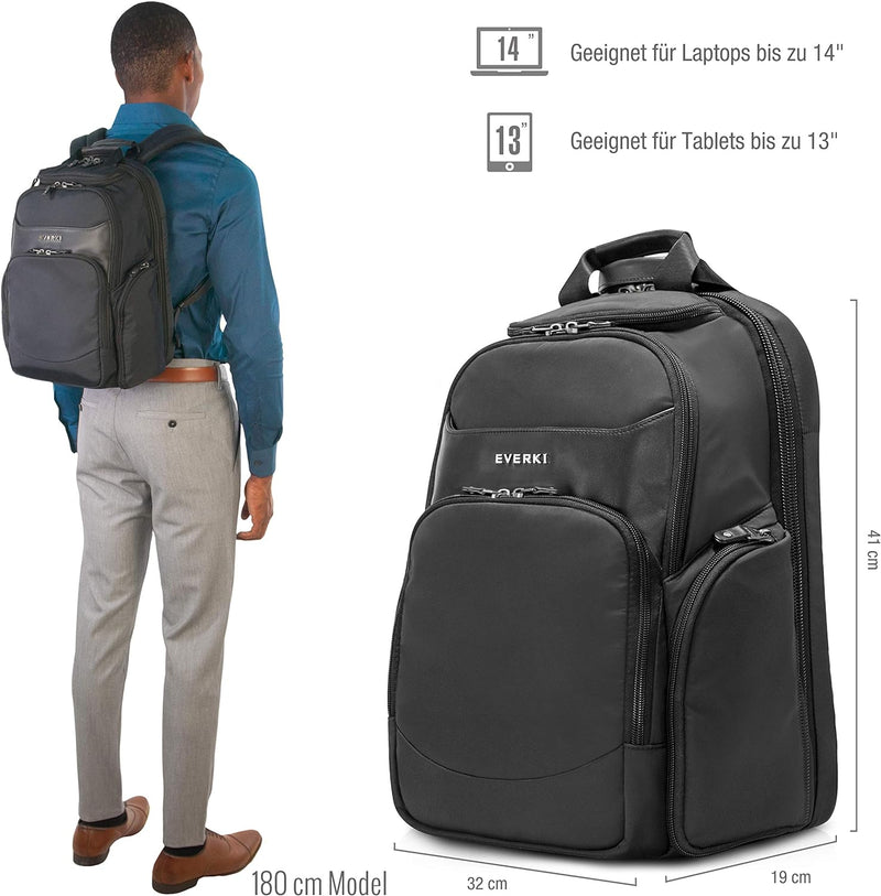 Everki EKP128 Suite - Premium Laptop Rucksack für Notebook bis 14 Zoll (35,6 cm) mit patentiertem La