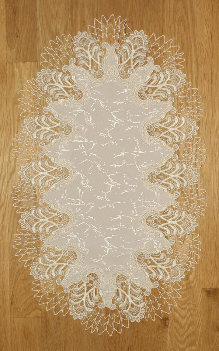 Plauener Spitze by Modespitze 4048E_11_3455 Tischdecke Oslo E, Grösse 34 x 55 cm, oval 34 cm x 55 cm