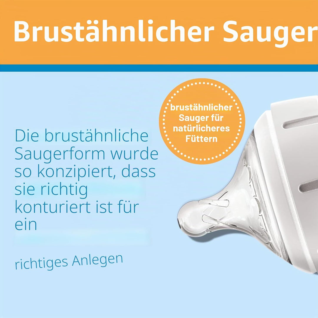 Dr. Brown's Natural Flow Anti-Colic Options+ Weithals-Glas-Babyflasche, 150 ml, mit Sauger Stufe 1,