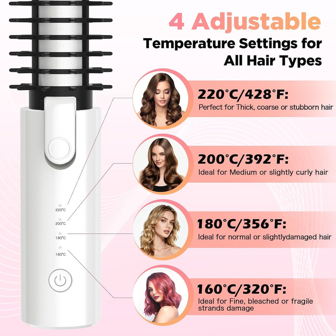 Schnurloser Lockenstab 32mm, Curling Iron mit 4 Temperaturen Tragbare Reise, 7000 mAh USB-aufladbare