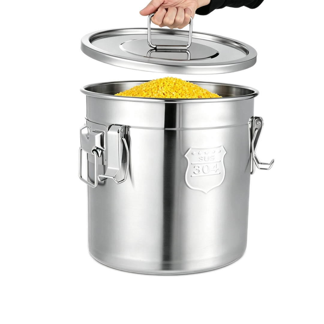 Edelstahl Getreidebehälter 21L Luftdichter Edelstahl Eimer mit Deckel und Griff für Reis, Mehl und G