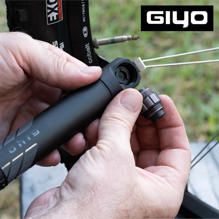 GIYO GM-45CT Mini-Fahrradpumpe, 2-Stage Hochvolumen (80cc) / Hochdruck-Alu-Pumpe (7 bar) für Mountai