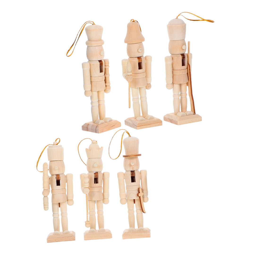 TOYANDONA 6 Stück DIY Nussknacker Soldat Figuren aus Holz Unbemalt zum Bemalen Stabile Weihnachtsdek
