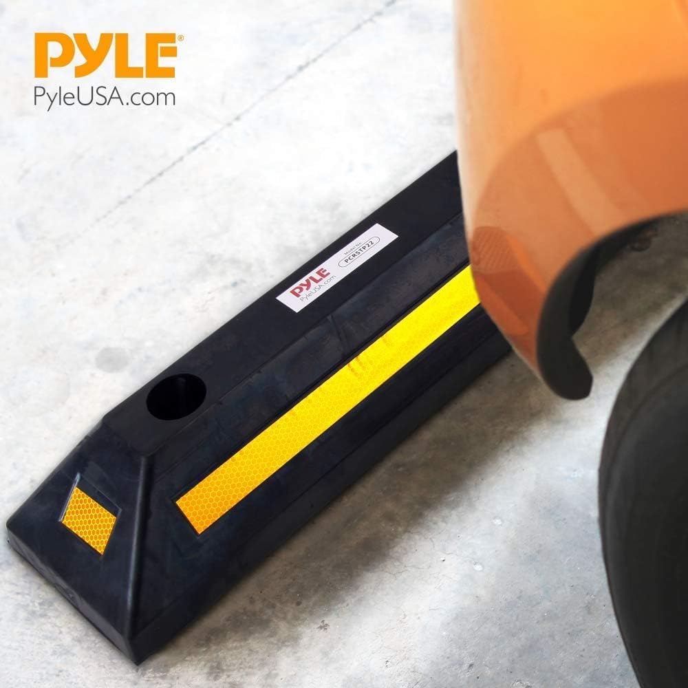pyle PCRSTP11 Bodenstopper für Parkplatzsicherheit, 1 Stück, robuster Gummi-Parkplatz-Stopper, für A