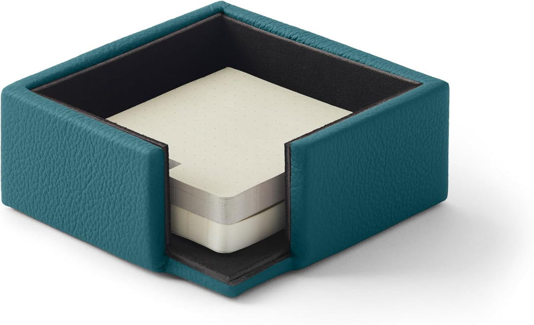 Eglooh - Atena - Notizzettel Box Echtes Leder Türkisgrün Blau - Zettelbox, Notizklotz, Zettelkasten