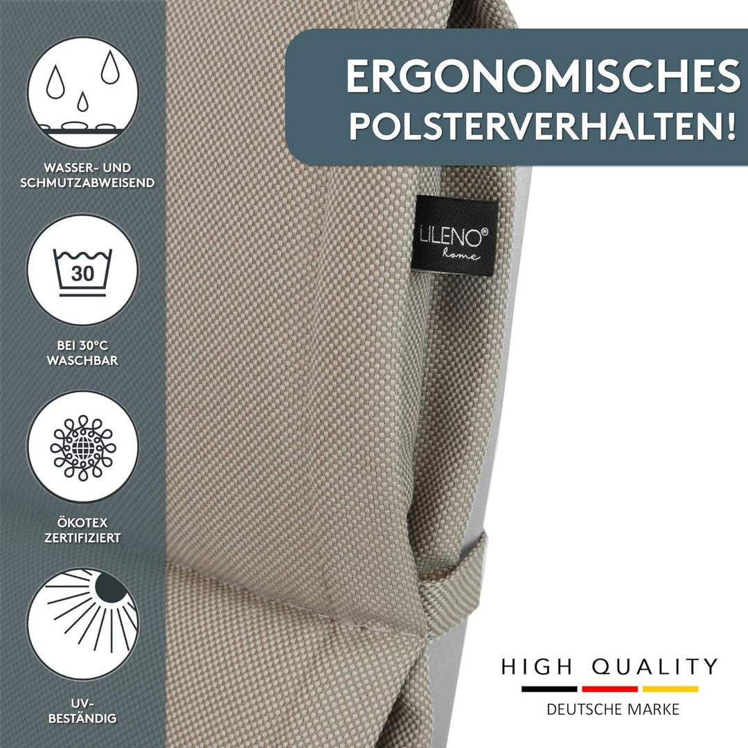 LILENO HOME Gartenstuhl Auflagen als [2er Set - Niedriglehner] in Sand Sundance - Bequeme Liegen als