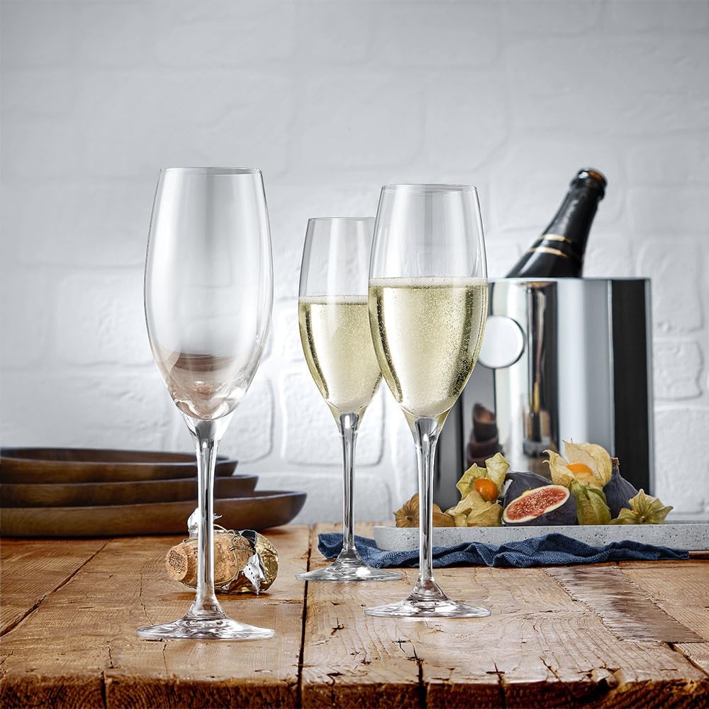 WMF Easy Plus Champagner-/ Sektgläser Set 6-teilig, 250ml, Kristallglas, spülmaschinenfest, transpar