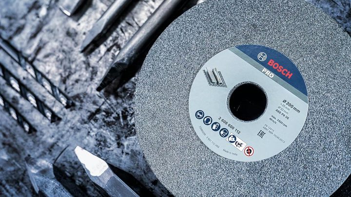 Bosch Professional 1x Schleifscheibe für Doppelschleifmaschine (Ø 200 x 25 mm, K46, Zubehör Schleifm
