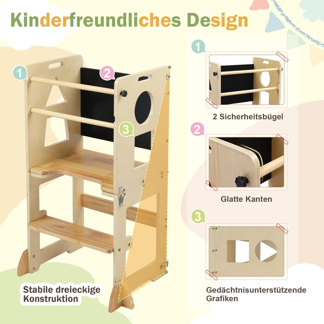 LEADZM Lernturm ab 1 Jahr，Lernturm Klappbar，Montessori Spielzeug ab 1 Jahr，Learning Tower，für Küche