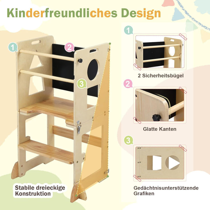 LEADZM Lernturm ab 1 Jahr，Lernturm Klappbar，Montessori Spielzeug ab 1 Jahr，Learning Tower，für Küche