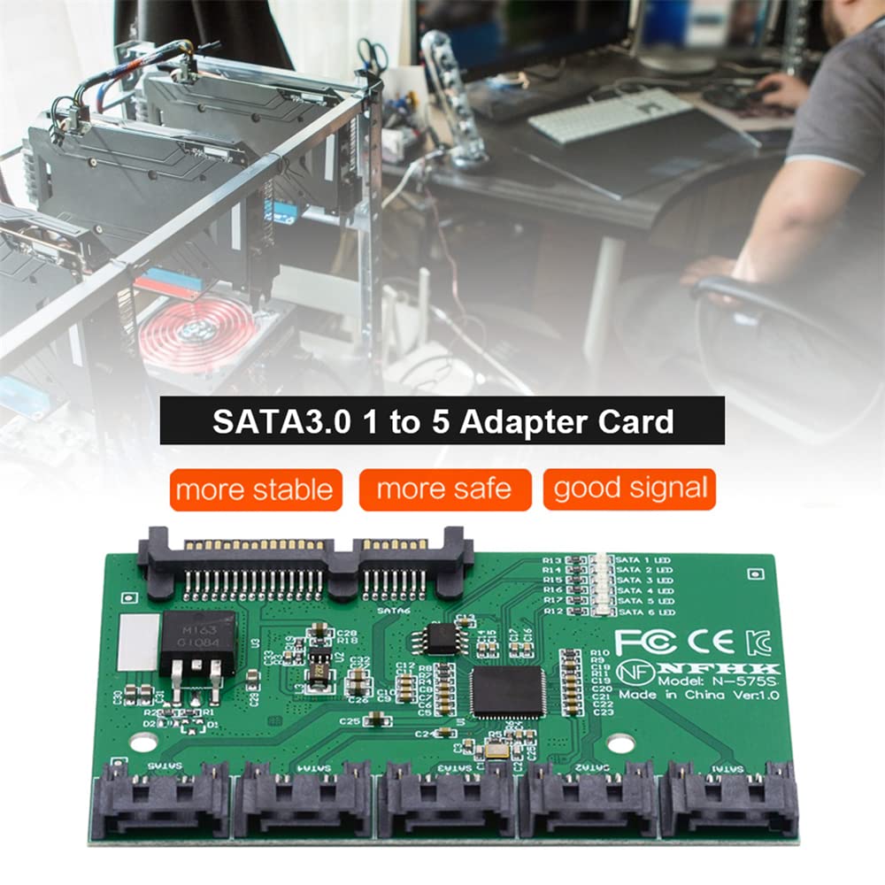 cablecc 6Gbps SATA 3.0 1 bis 5 Splitter Ports HUB Adapter Konverter PM Multiplier Port Selector JMB5