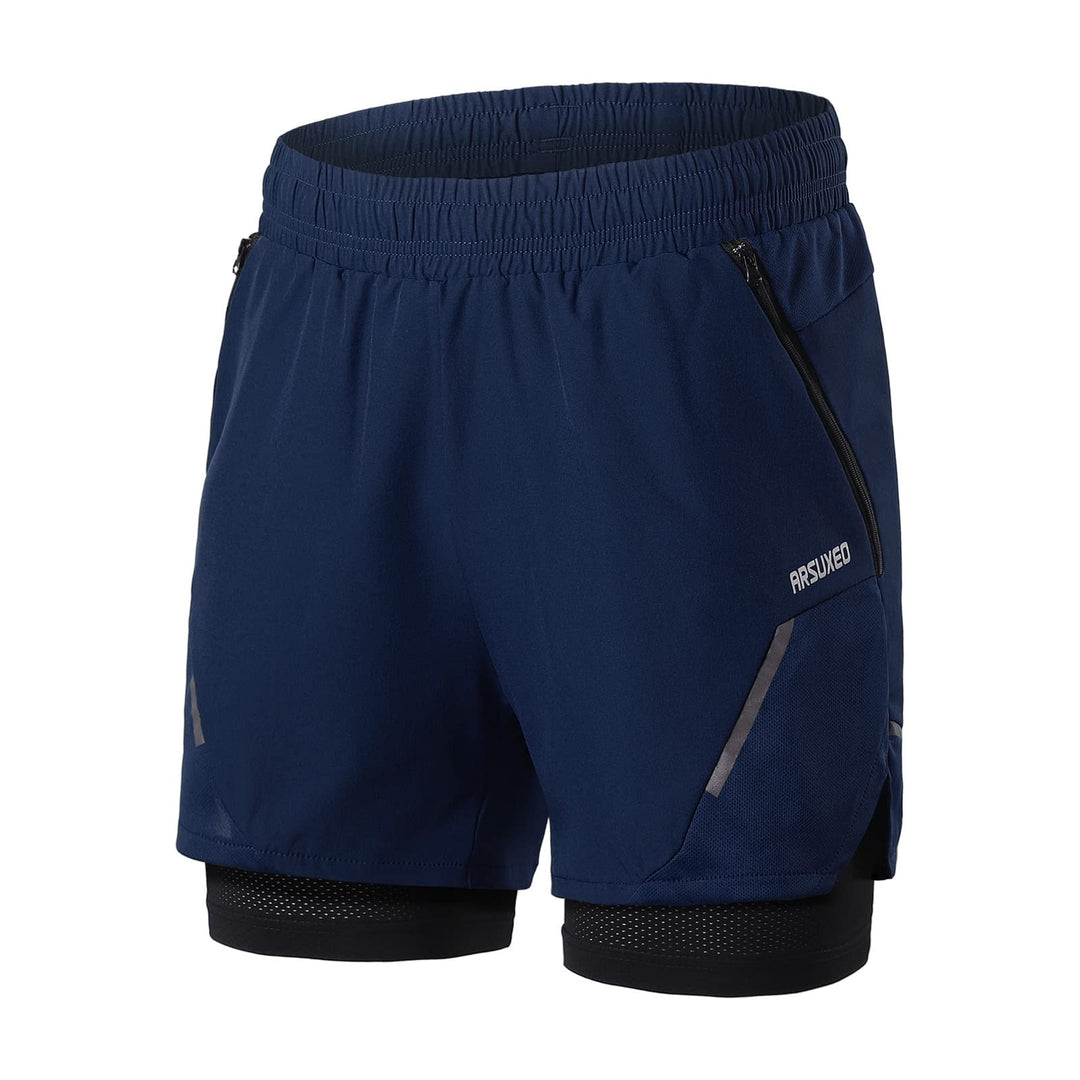 ARSUXEO Laufshorts Herren Laufhosen 2 in 1 Trainingsshorts Kurze Turnhose mit Mesh Liner Reissversch