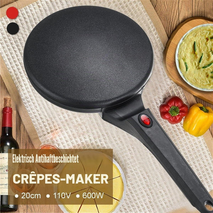 600W Elektrische Crêpe-Maker-Maschine, Runde Pfannkuchen-Grillplatte aus Kunststoff mit Griff, Multi