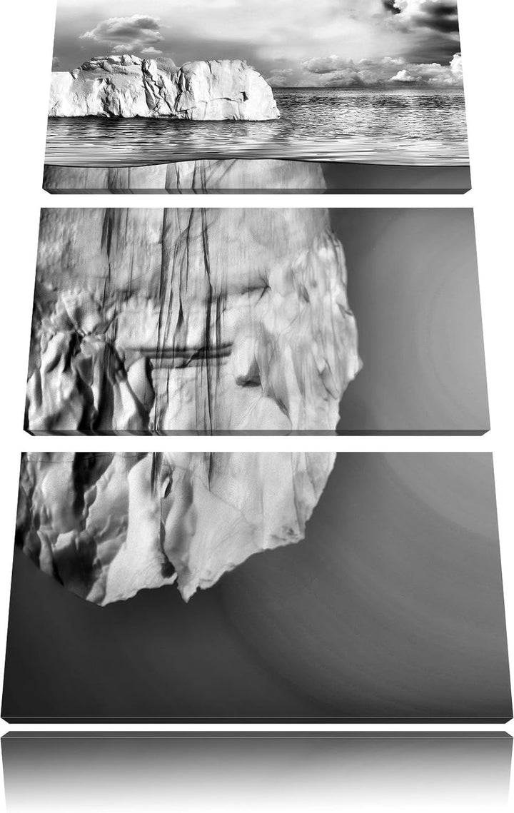 Pixxprint Riesiger Eisberg unter Wasser als Leinwandbild/Grösse: 3 Teilig (120x80) cm/Wandbild/Kunst