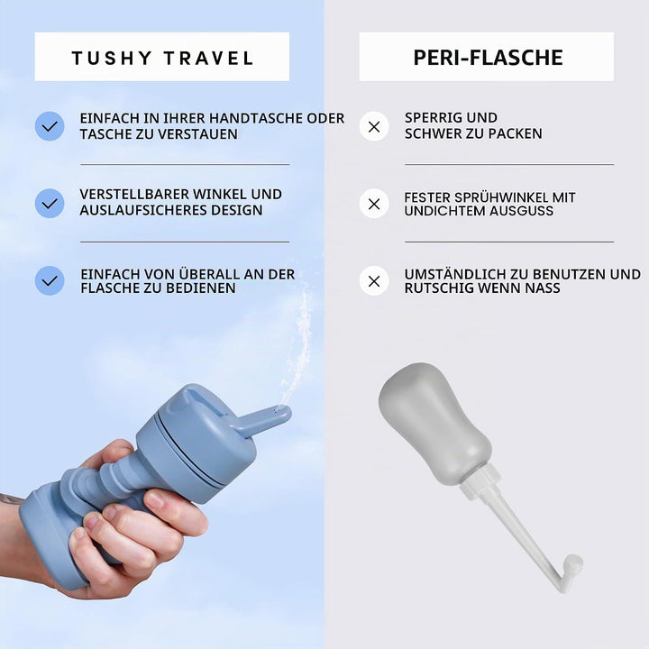 Tushy Reise-Bidet: zusammenklappbar und erweiterbar für diskrete Tragbarkeit, erfrischende Reinigung