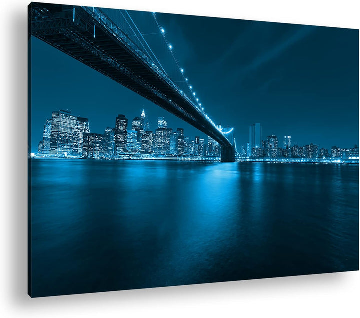 deyoli Brooklyn Brücke mit atemberaubenden Blick auf New York Format 100x70 Effekt: Monocrome Blau a