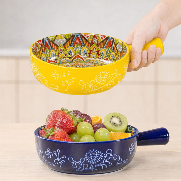 Henten Home Suppentasse Keramik 750ML, 2er Set Suppenschalen mit Henkel A2 Farbenr, A2 Farbenr