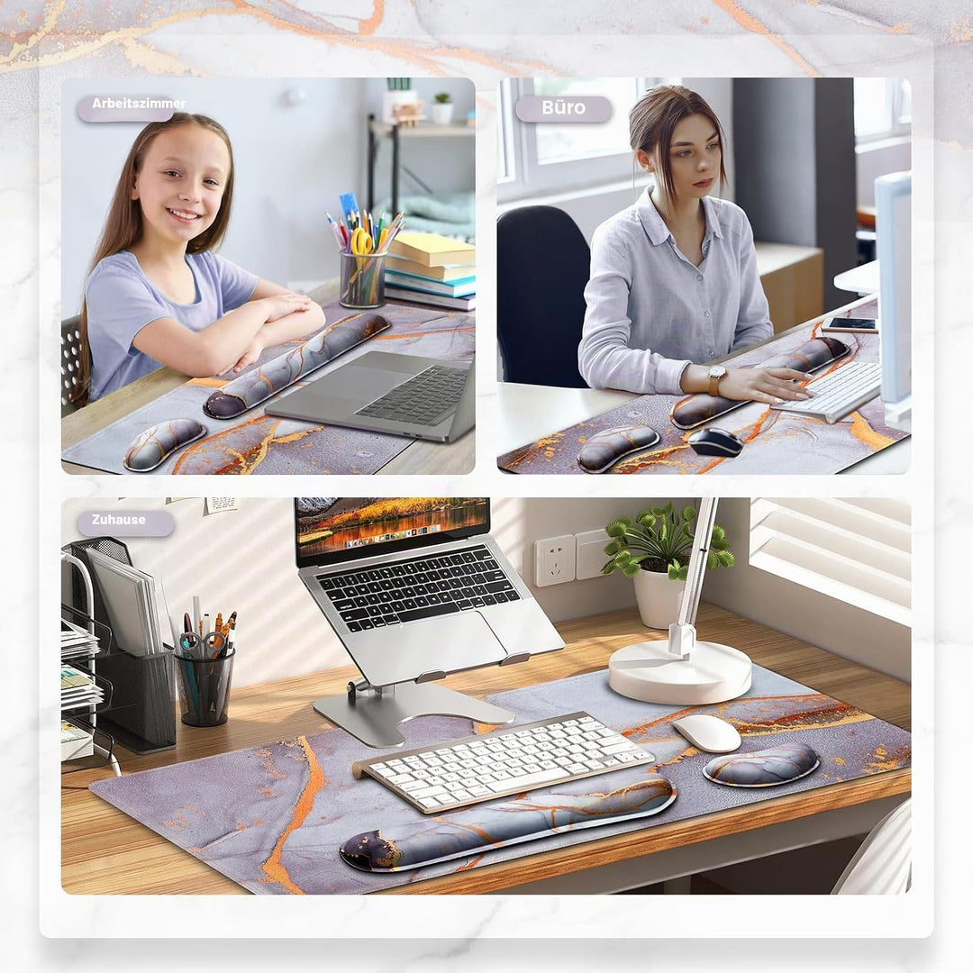 Gimars 3-in-1 XXL Gaming Mauspad mit Gelkissen, Ergonomisches Handballenauflage Tastatur, 800 x 305