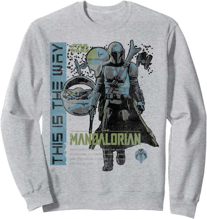 Star Wars Mandalorian & The Child Green & Blue This Way Sweatshirt