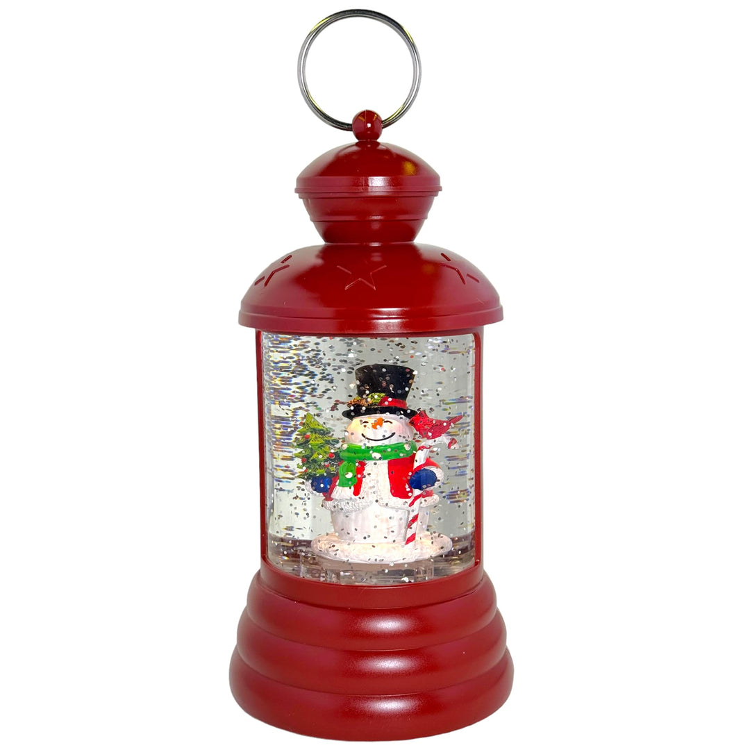 MIJOMA Weihnachtliche LED Laterne Schneekugel aus Glas, Zauberhafter Schneewirbeleffekt, Warmweisses