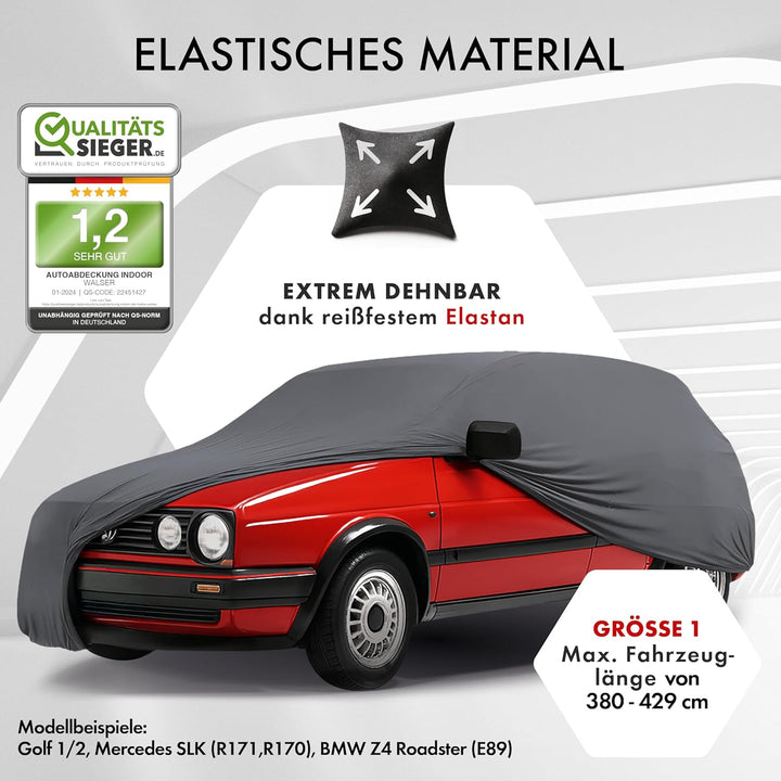Walser Premium Abdeckung Auto Indoor Stretch Plus Qualitätssieger Sehr Gut* Autoabdeckung Winter Aut