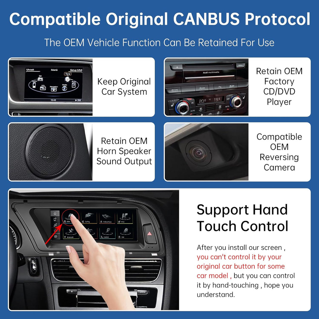 Road Top 8,9 Zoll Autoradio Drahtlos CarPlay Touchscreen für Audi A4 2009-2015 Jahr mit 3GMMI, Autor