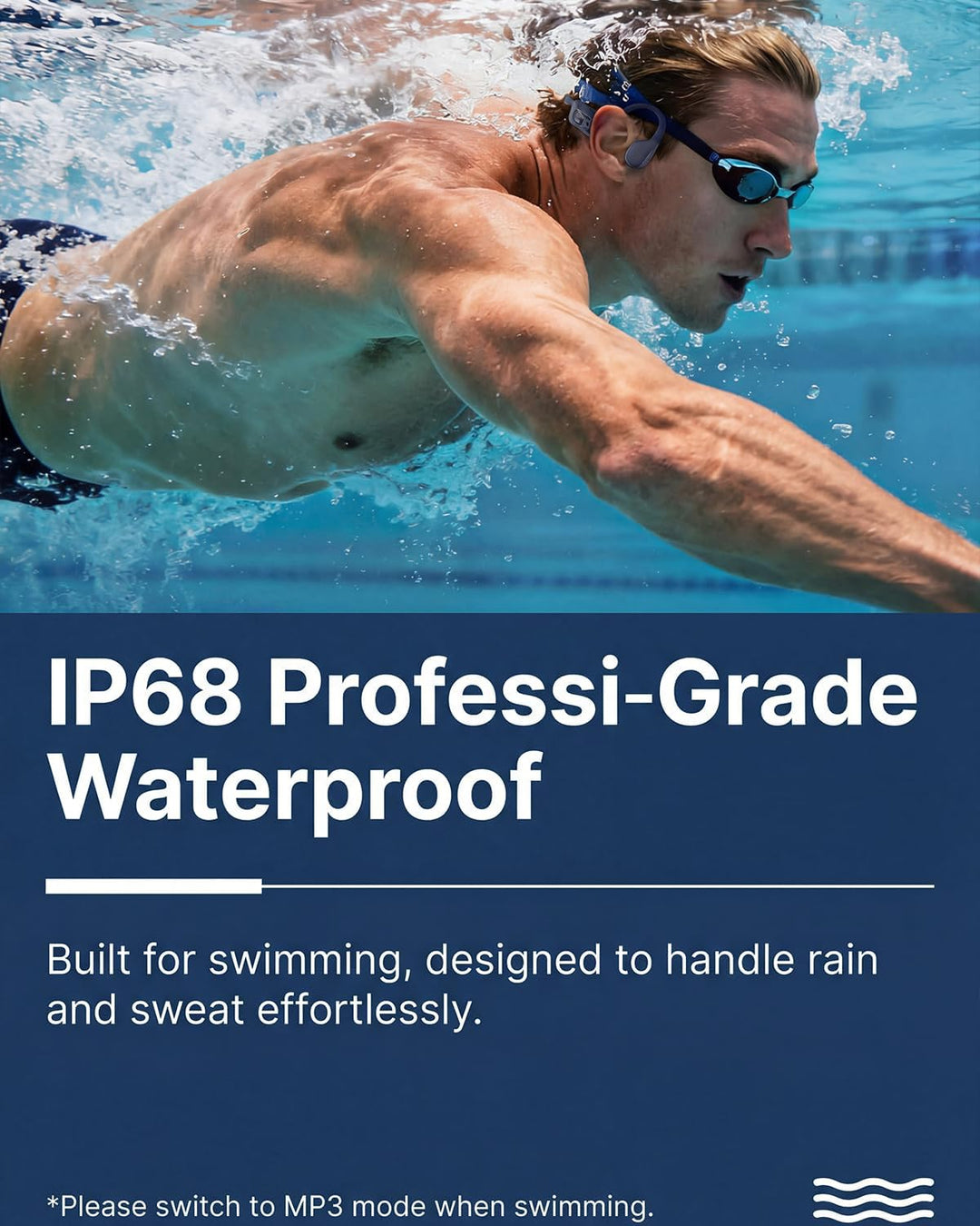 MONODEAL Knochenschall Kopfhörer Schwimmen, knochenschall kopfhörer IPX8 wasserdicht mit MP3-Player