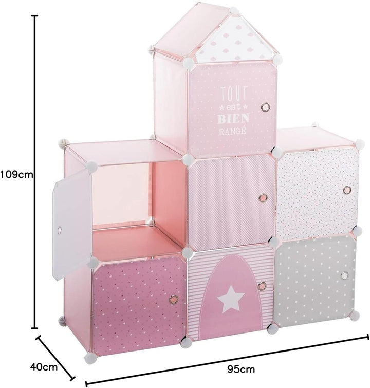 Kinder Aufbewahrungsboxen Schloss - rosa 96 × 109 cm - Rosa - Atmosphera créateur d'intérieur Rosa S
