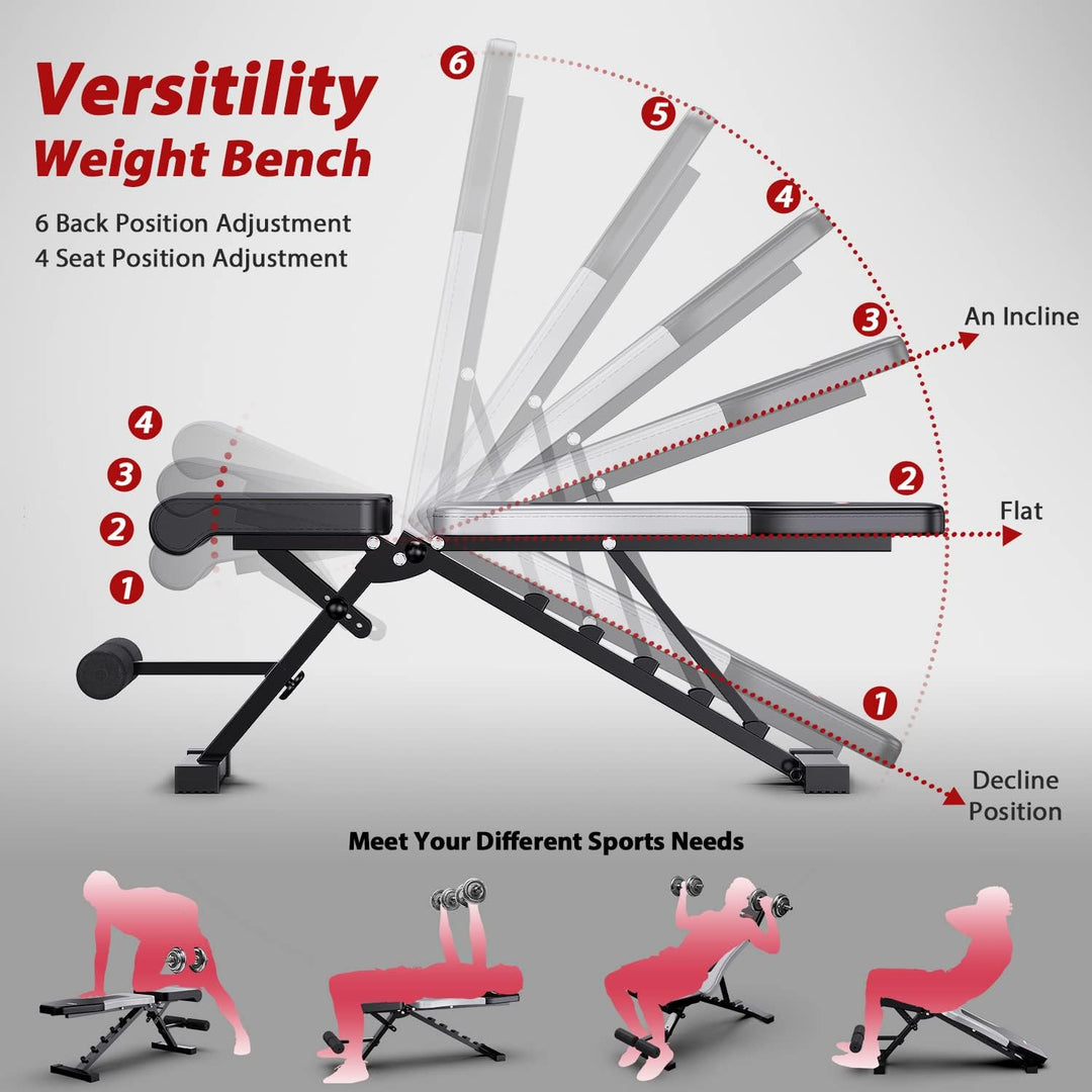 WINNOW Verstellbare Hantelbank Faltbare Workout Bank Heim Training Gym Fitness Flache Bank Presse fü