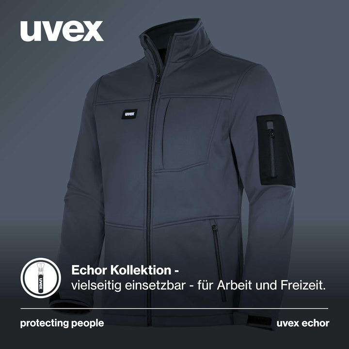 Uvex Echor Softshell-Arbeitsjacke für Herren - atmungsaktiv & wasserabweisend S Dunkelblau, S Dunkel