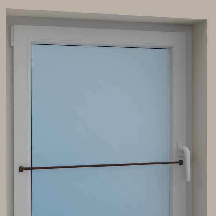 Interdeco Vitragestangen mit Klebehaken/Scheibenstangen Braun (2 Stück), ausziehbar 80-140 cm, 80-14